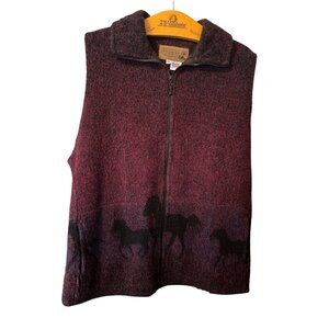 Bear Ridge Outfitters VTG Wool Blend Vest Womens 2X USA Purple Running Pony Zip